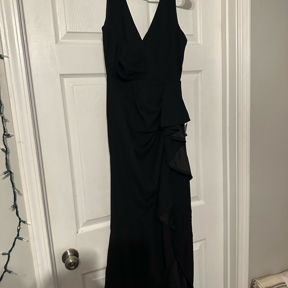 Lulu's Elegant Black Draped Maxi Dress